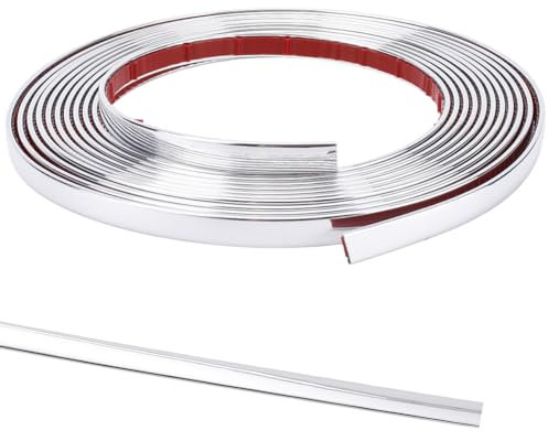 GORGECRAFT 5mX10mm Argento Flessibile Modanatura Profilo Peel And Stick Autoadesivo PVC Piastrelle Bordo Battiscopa Bordo Linea di Calafataggio Perline per Pavimenti Laminati Parete Soffitto Mobile