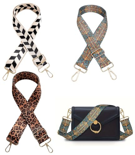 3 PCS Verstellbarer Schultergurt, Schultergurt für Tasche Taschengurte zum Wechseln, Taschengurt Boho Verstellbar, Schultergurt für Taschen Breit 3.8cm, Tragegurt Tasche für Damen Schulterriemen