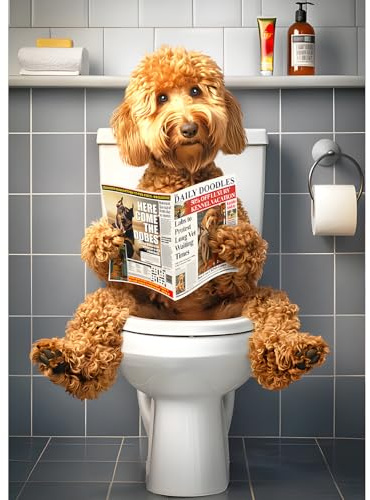 QQYRHN 5D Hund Beim Zeitungslesen Diamond Painting Kit für Erwachsene Anfänger Toilette Diamant Kunst Kits Vollständiges DIY Diamantstickerei-Set Perfekt zur Entspannung und Dekoration 30x40 cm