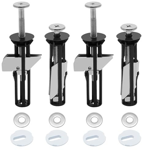 4Pcs Toilet Seat Fittings,Toilet Seat Hinges Replacement & Fixings Kit, 12mm Heavy Duty Toilet Seat Fastener Bolt Kit for Standard Toilet Lid, Rust-Proof Bolts Included Universal Accessories(4)