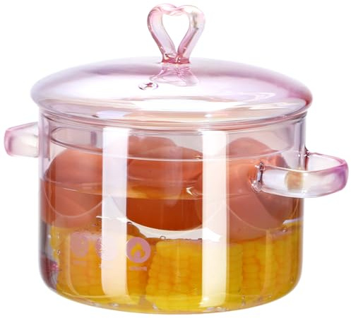 ABOOFAN Marmite à Soupe Vintage En Verre Borosilicate 1500 Ml Couvercle Et Double Poignées Résistante à Haute Température Cuisine Domestique Et Cuisson Électrique