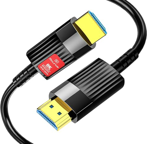 Reagle Cavo ottico HDMI 2.1 15M 48Gbps AOC 8K 60HZ 4K 120HZ HDR 48 Gbit/s DolbyVision Dolby Atmos, compatibile con console TV RTX 30xx e RX 6xxx