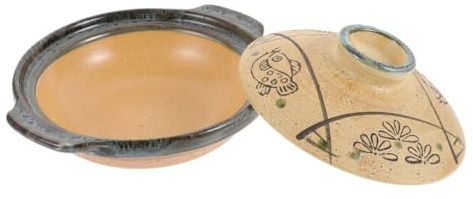 ULTECHNOVO Cocotte En Céramique Japonaise 18 Cm, Casserole Cuisson Rapide, Marmite Maison, Compatible Cuisson Au Feu, Ustensile La Cuisine Pour Riz, Soupe, Fondues, Usage Domestique
