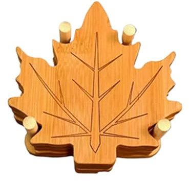 Lot de 6 dessous de plat en bambou pour plats chauds, casseroles et poêles, résistants à la chaleur, avec motif feuille d'érable, dessous de verre décoratifs antidérapants en bois, cadeaux pour