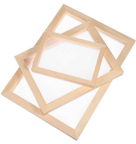 GARIOUANS 3 Stück Teiliges Papierherstellungs aus Stabilem Holz Dreifache Doppellagige Schöpfrahmen für DIY Papierkunst und Bastelbedarf