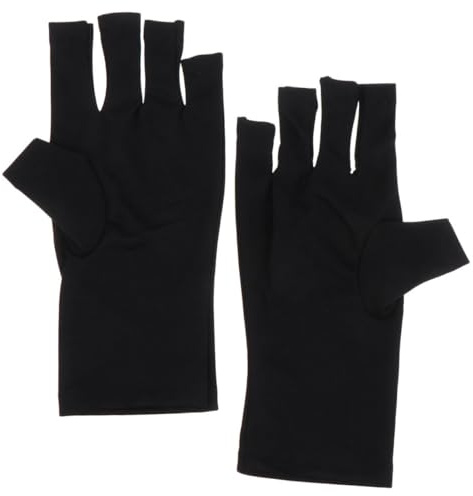 Alipis UV Nail Gloves for Gel Nails Lightweight Breathable Polyester Hand Protection Gloves for UV Light Manicure DIY and Salon Use