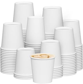 George Pack - 300 Pack 4 oz White Disposable Paper Cups, 100% Natural and Recyclable Hot and Cold Drink Cups, Perfect for Homes and Office 300 Pack 4OZ