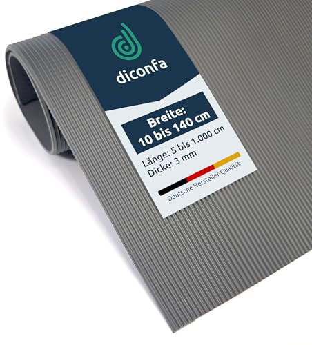diconfa Gummimatte GRAU Feinriefenmatte 3mm DICK, 0,4m BREIT, 2,45m LANG | BREITE 0,1m bis 1,4m - LÄNGE 0,05m bis 10m - GRÖßE: 40cm x 245cm - Gummi Rillenmatte Riefenmatte Feinriefe antirutsch