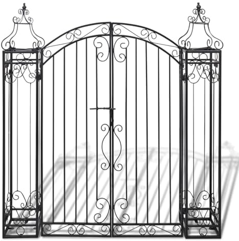 Tidyard Heavy Duty Wrought Iron Garden Gate - Powder Coated Black, 122 x 20.5 x 134 cm Model40905