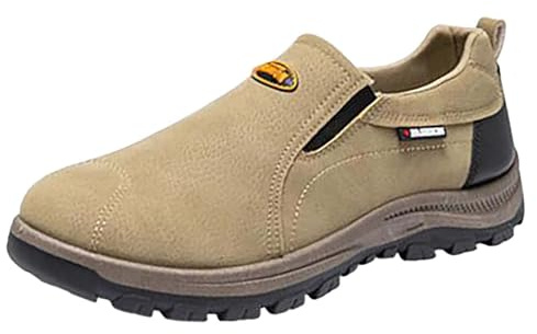 Slip on sneakers, män, extra breda slip-skor, smärtlindrande tofflor, diabetiker, promenadskor, bekväma löparskor, sneakers, halkskydd, sportskor, ortopediska löpskor, för män, kaki, 46 EU