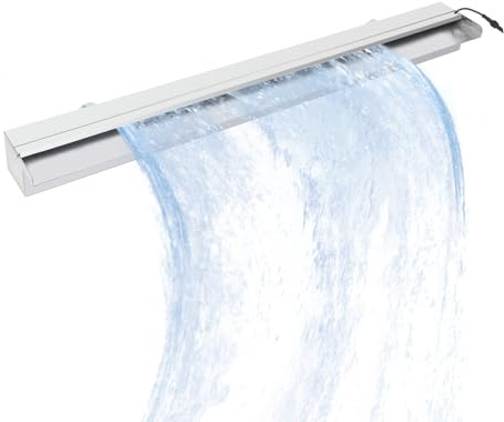 Garvee Cascade Murale de Piscine en Acier Inoxydable avec LED Multicolore et télécommande – Résistante à la Corrosion par Eau salée – Fontaine Murale décorative extérieurérieure pour Bassin, Jardin
