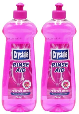 2 pack X Crystale Dishwasher Rinse Aid Pink Grapefruit & Pomegranate 500ml – Streak Free Shine, Spotless Drying Formula – Protects Glassware & Dishwasher – Fresh Fruity Fragrance