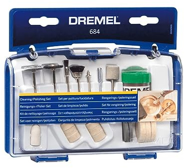 Dremel 684-01 20-Piece Cleaning & Polishing Rotary Tool Accessory Kit with Case - Includes Buffing Wheels, Polishing Bits, and Polishing Compound