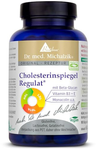Cholesterinspiegel Rezeptur Dr. med. Michalzik - 120 Kapseln - Sodium-R-Alpha-Liponsäure, Lycopin, Grüner Tee-Extrakt, Monakolin K, Beta-Glucan aus Hafer - ohne Zusatzstoffe - von BIOTIKON®