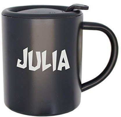 Edelstahlbecher mit Verschlussdeckel schwarz inkl. Wunschgravur graviert Narren Isolierbecher GravurThermobecher Outdoor doppelwandig mit Gravur 0,3l