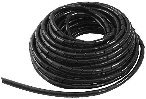 GTIWUNG 15 Meter Black Cable Tidy Wrap Cable Management System Cutable Flexible Cable Tidy Tube Spiral Cable Tidy Sleeves for TV Wire Computer Cable on Home or Office