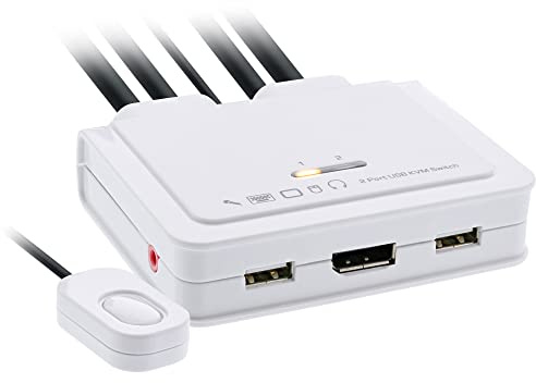 InLine 63615I KVM Switch 2-Gang USB-C + DisplayPort to DisplayPort 1.2 4K with Audio Integrated Cable