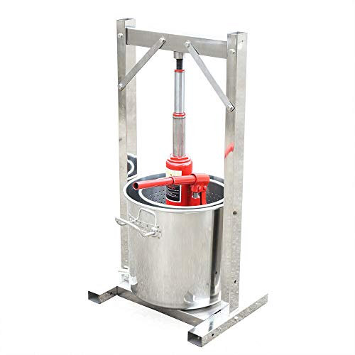 DIFU 12L Obstpresse Obstmühle Apfelpresse Profi Fruchtpresse Weinpresse Entsafter Saftpresse Edelstahl Fruit Crusher aus mit hydraulischer Wagenheberhilfe für die Weinher