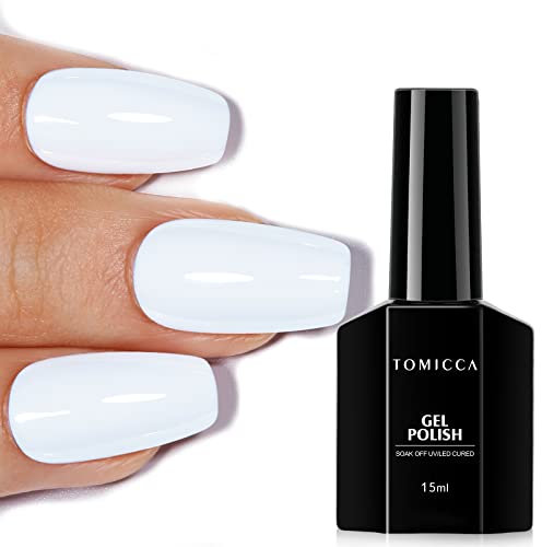 TOMICCA White Gel Polish,15ml Gel Nail Polish Soak Off UV LED Gel Polish, Long Lasting High Glossy French Nail Gel Varnish Chip Resistant Nail Art Manicure Salon DIY at Home