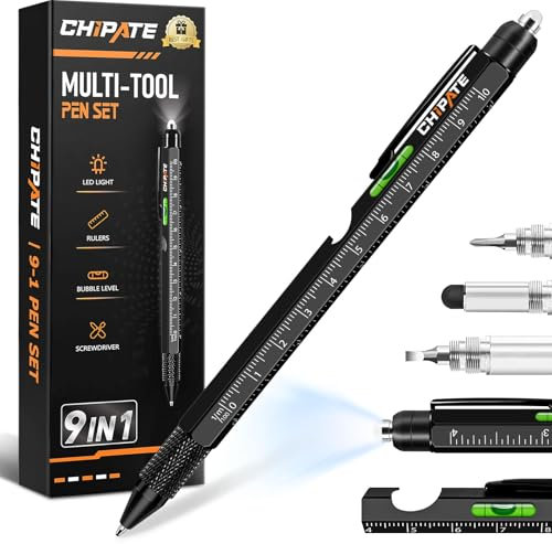 Chipate Geschenke für Männer, 9 IN 1 Multifunktions Kugelschreiber Männergeschenke, Geburtstagsgeschenk für Männer, Weihnachtsgeschenke für Männer, Gadgets für Männer, Lustige Geschenke für Männer