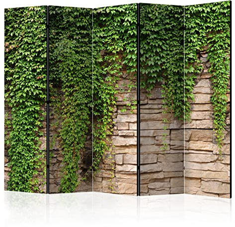 murando - Paravent Raumteiler Steinoptik, 225x172 cm, 5-teilig, Wohnzimmer | Mobiler Sichtschutz, sofort einsatzbereit, Holzrahmen, ideal fürs Wohnzimmer oder Büro, geruchsneutral, lichtbeständig