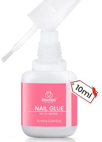 Beetles - Pegamento de uñas súper fuerte para uñas a presión, 10 ml, pegamento para puntas de uñas, acrílico y uñas postizas, de larga duración y duradero
