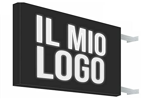 Insegna Da Esterno o Interno personalizzata luminosa quadrata BIFACCIALE (a bandiera) in dibond con interno in plexiglass - Vari colori (80X80 CM)