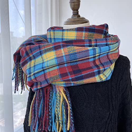HGJH Schal Bunte Winterschals Weiche, Warme, Dicke Decke, Quaste, Tartan, Kaschmir, Lang, Großer Schal, Winterdecke, Modischer, Eleganter Stola-Schal Für Frauen Und Mädchen