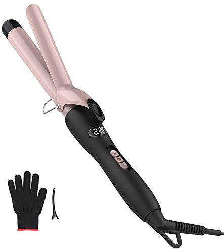 PRETFY 1 Inch Curling Iron with Ceramic Coating Barrel for Long/Medium Hair, 140-428℉ Adjustable Temperature, 30s Instant Heat, 110-240V Dual Voltage, Hair Waving Style Tool for Girls & Women