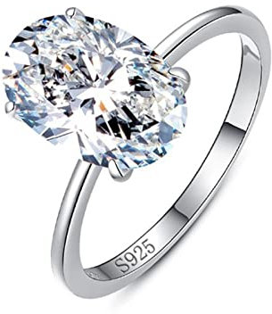 Verlobungsring Zirkonia Silber, Ring Schwestern 925 Schlicht Ovaler Solitär 60 Frauen Damen Schmuck Geschenk