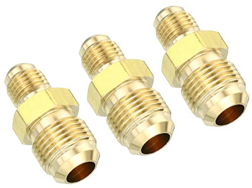 PATIKIL 1/4 x 3/8 Maschio Svasato Ottone Compressione Tubo Montaggio 3pz Svasato Tubo Montaggio Tubatura Tubo Montaggio per Idraulica Tubo Connettore