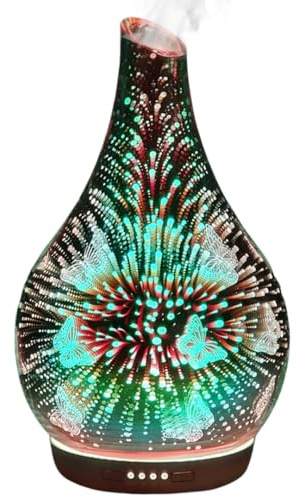 Cello 3D Butterfly Ultrasonic Diffuser Large - Glass Oil Diffuser And Humidifier - A Colour Changing Aromatherapy Diffuser To Pair With Essential Oils Or Used As An Led Lamp.