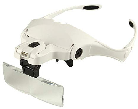 CRODY Occhiali Ingranditi, Occhiali da Spinta con 2 Bicchieri Lampade a Led Letti per Gioielli Professionisti con Staffa, 5 Lenti Hd Sostituibili