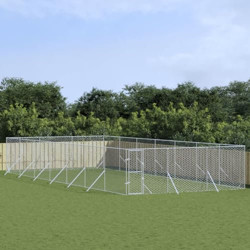 BaraSh Outdoor-Hundezwinger Silbern 6x14x2 m Verzinkter Stahl Hundehaus HundekäFig Hundezwinger Outdoor HundehüTten FüR DraußEn