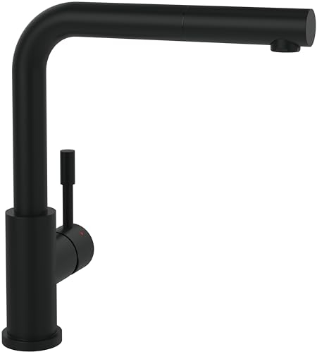 Villeroy & Boch Steel Shower Window Hochdruck-Küchenarmatur mit ausziehbarer Handbrause, energiesparende Kaltstart-Funktion, Vorfenster-Installation, 272 mm Auslaufhöhe, Matt Black