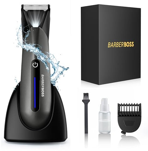 BarberBoss Groin & Body Hair Trimmer for Men – Waterproof Pubic Hair Groomer, Ball Shaver & Body Clippers, Men's Pube Trimmer