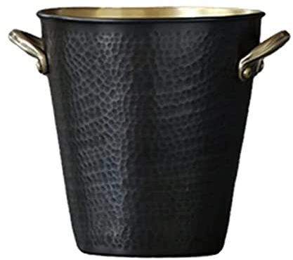 ASHSDI Eiskübel Bierfass Bar-Tool Einfacher Eiskübel Kupfer Rotwein Isolierung Lagerung Kaltgetränk Eimer Für Bar Ktv EIS-Pellet-eishalter Sektkübel (Color : Black, Size : 19.5 * 20cm)