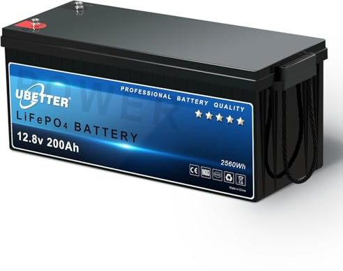 UBETTER LiFePO4 200Ah 12V Lithiumbatterie 200ah mit 200A BMS, 4000+ Deep Cycles Zyklen Lithium Akku 2560W, Unterstützung in Serie/Parallelschaltung, perfekt als Stromquelle für Innen und Außen
