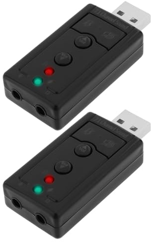 2 Pièces Adaptateurs USB2.0 Carte Son Externe Stéréo Virtuel 7.1 Canaux avec Port Audio Et Micro 3,5Mm pour PC avec USB