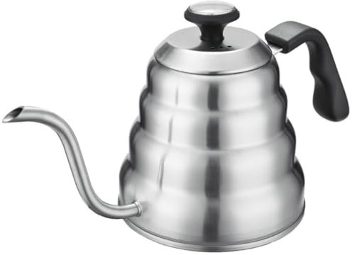 Fiorky 1/1,2 l Kaffeekessel zum Übergießen, Kaffeekanne aus Edelstahl 304, macht köstlichen Kaffee, Kaffeemaschine mit Thermometer, Teekessel mit ergonomischem Griff, Geschenk for Männer und