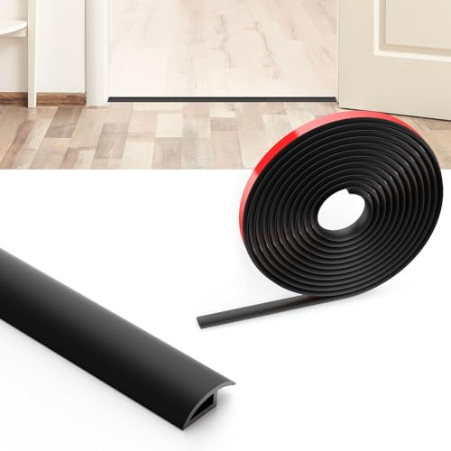 Flintronic 2 m övergångsremsa för laminatgolv, övergångsremsa, PVC-golvdelare, remsa, självhäftande tröskelremsa, dörrremsa, tröskelstänger för sammanfogning av golv, matta, kakel, 10 mm svart