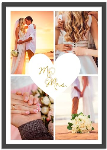 OWLBOOK® personalisiertes Hochzeitsgeschenk mit Fotos für Brautpaar Bilderrahmen Hochzeit Geschenke für Hochzeitspaar | Herz | Papier