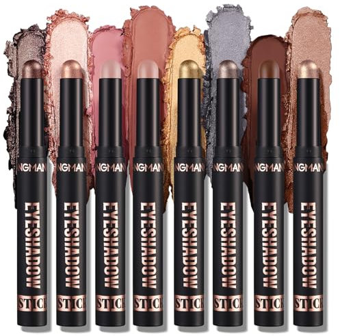 Eyeshadow Stick, 8 Farben Matte & Creamy Eyeshadow Stick Set, Hochpigmentierter Glitter Shimmer Eye shadow Pencil,Weicher Cremiger Glitter Eye Mkeup Pen,Wasserdichtes Langlebiges Lidschatten (B)