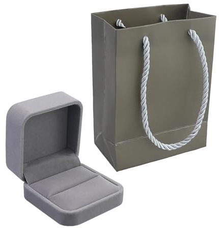 AMANDELIZABE Velluto Scatola di Gioielli per Anelli Orecchini Collana Braccialetti Confezione Regalo per Nozze Fidanzamento Double Ring Jewelry Box incontro Borsa tote dello stesso colore