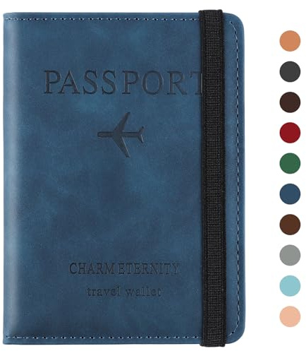 Sciphylia Reisepasshülle Reisepass Hülle Impfpass Hülle mit RFID Blocker PU-Leder Passport Cover für Damen Herren Schutzhülle Tasche Reisedokumente Organizer, Dunkelblau