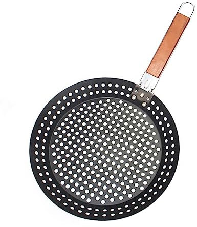 OFFSCH Teglia Da Forno Rotonda Antiaderente Teglia Per Pizza Pieghevole Manico in Legno Per Barbecue E Cottura A Casa