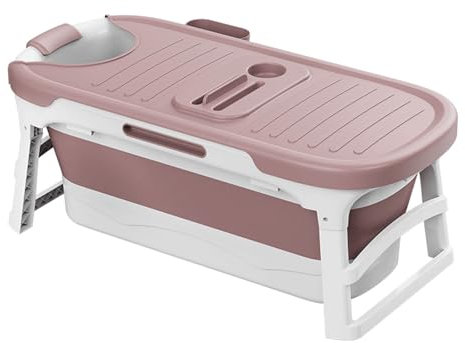 UAPAYEBYMB Bathtub Adult Bathtub Portable Folding Bathtub Home Large Freestanding Bathtub Barrel Steam Bathtub Adult Home Sauna Bathtub Foldable Covered Shower Basin Bathtub (136cm(Color:pink)