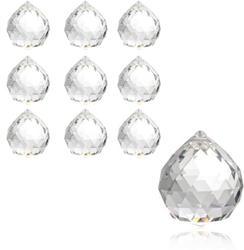 SGERUFZ Lot de 10 Boules de Prisme en Cristal, Attrape Soleil, Lustre, Décoratifs D'extérieur, Pendentif Cristaux Suspendre pour Fenêtre, Noël