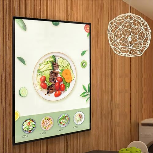 Werbedisplayrahmen, LED-Leuchtkasten mit schmalem Rahmen, doppelseitiger Werbeschildhalter, LED-Restaurantmenütafel mit schwarzem Rand, for an der Wand montierte Werbetafeln in Restaurants(Silver,A1)