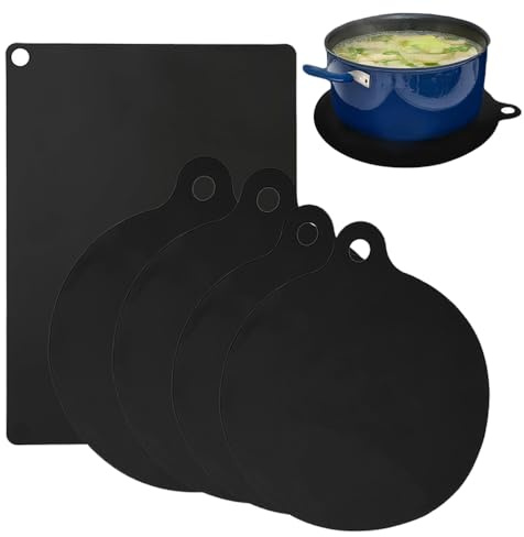 4 Pcs Set Induktionsmatte 22cm 24cm,Elektrische Induktion Kochfeld Schutz Matte,Herdabdeckung Induktionsfeld,Hitzebeständig 240°C,Herdabdeckplatte Pfannenuntersetzer,für Induktionskochfeld Schutzmatte